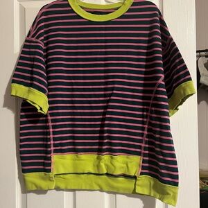 Boutique Striped Shirt with Neon Accents